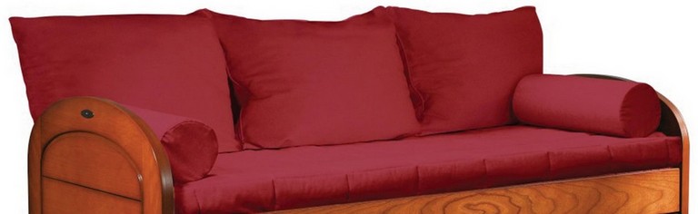 parure de banquette tissu bordeaux, habillage de banquette en tissu