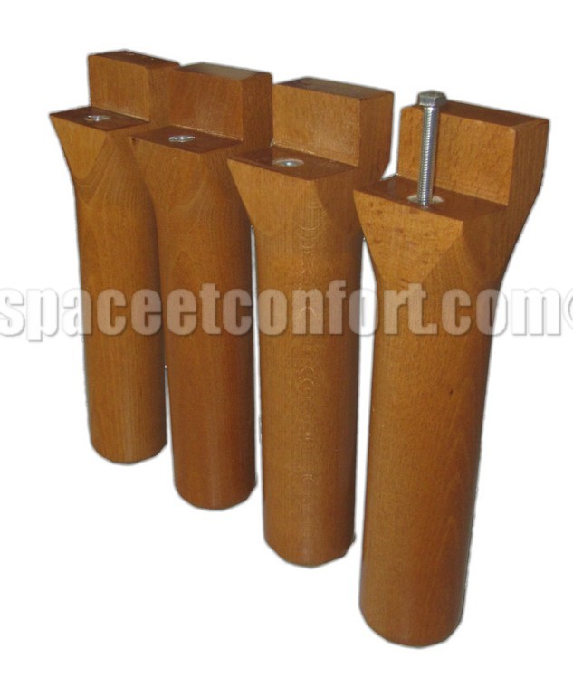 pieds de lit caribou, pieds de sommier cadre métal, piedsbois caribou pour commier métal