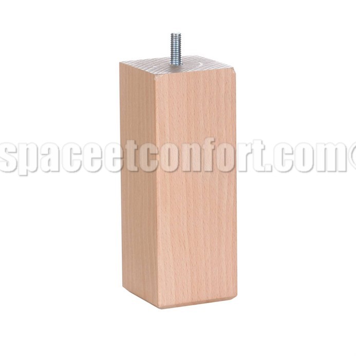 pieds de lit carré naturel, pieds de sommier carré naturel