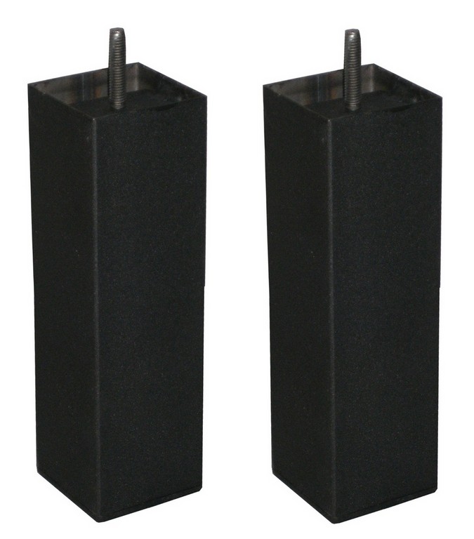 pieds de lit métal carré teinté noir mate, pieds de sommier métal carré