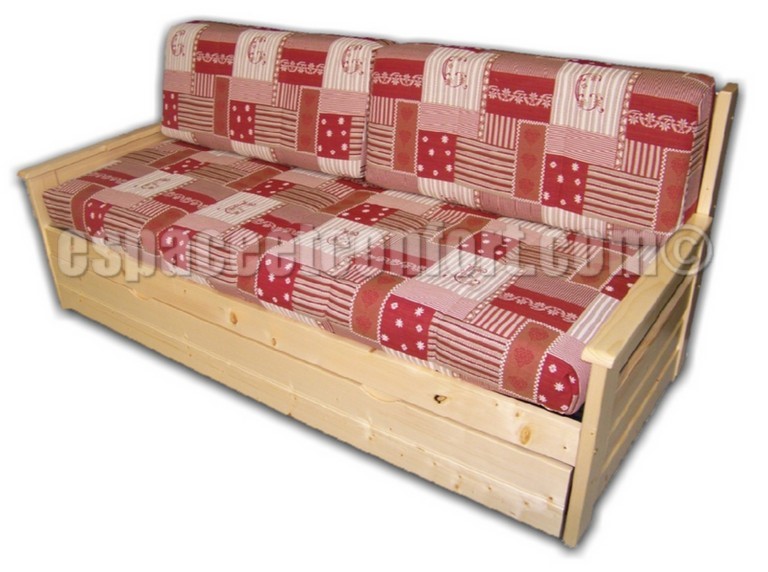banquette lit gigogne armature bois, canape lit gigogne, banquette gigogne sommier escamotable