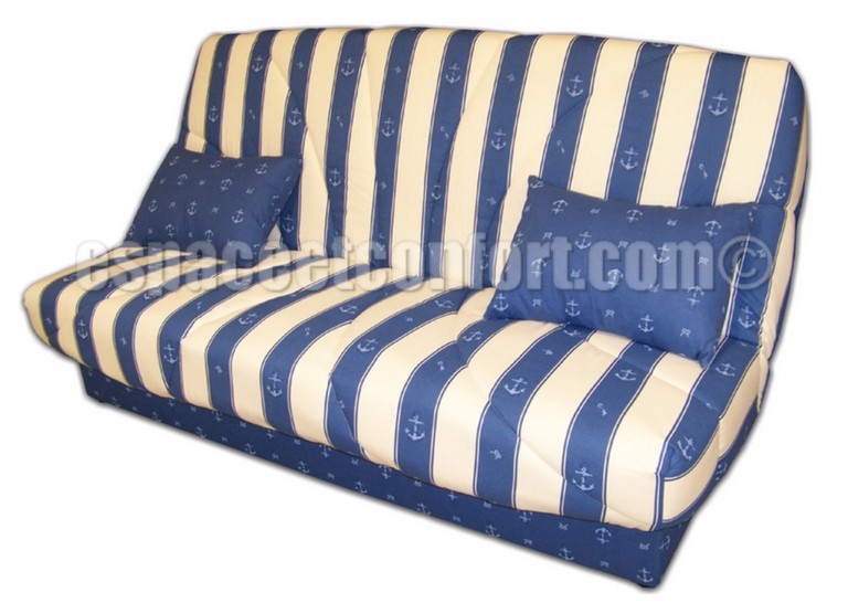 banquette clic-clac tissu marin, clic-clac couchage qutidien, clic-clac qualité, clic-clac bultex