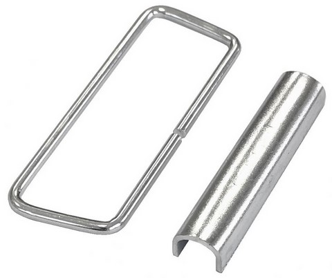 anneau métallique plat + clip de serrage pour fixation de sangle