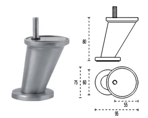 croquis pieds de sommier métal design, pieds de canapé design