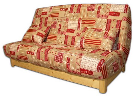 banquette clic-clac socle pin, banquette lit socle bois, banquette clic-clac couchage régulier, banquette clic-clac style montagne