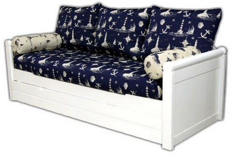 banquette gigogne, banquette lit gigogne motif bord de mer