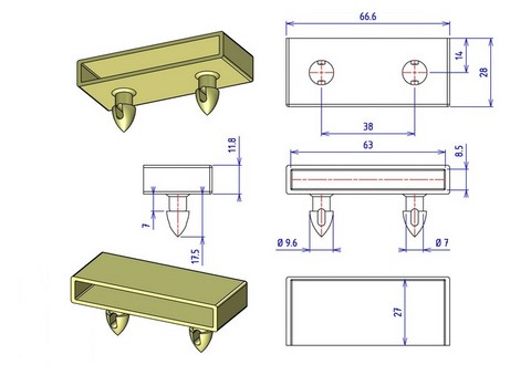 croaquis embout de latte de 60 mm, embout de latte de bz