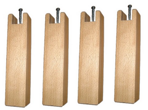 pied bois carré pour sommier métal, jeux de pieds en bois carré 