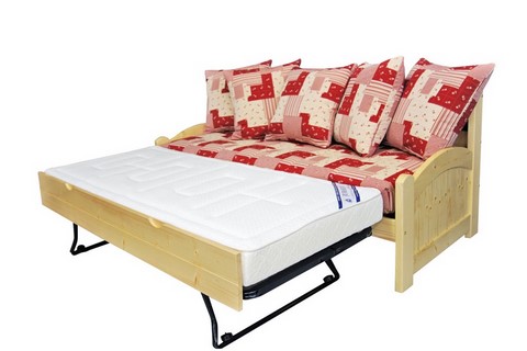 banquette lit gigogne armature bois, banquette avec sommier escamotable