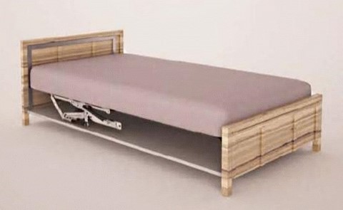 Paire de mécanismes de lit coffre relevable assistés par vérins à air comprimé 