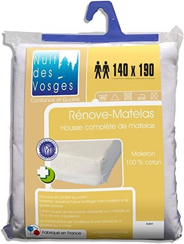 Aubin - Rénove Matelas - Housse de matelas intégrale en coton renove matelas, housse intégrale de matelas