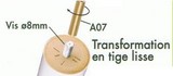 adaptateur pour vis 8 mm vers tige lisse, adaptateur pour pied de sommier