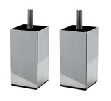 pieds de lit carré en alu, pieds de sommier métal brillant, pieds de lit métal design